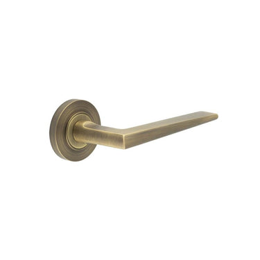 Frelan Hardware - Burlington Mayfair Door Handles on Rose - Pair - Plain Rose; #finish_antique-brass
