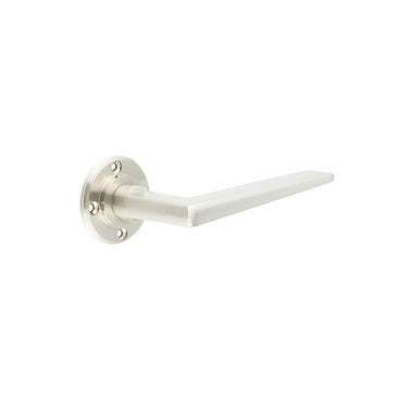 Frelan Hardware - Burlington Mayfair Door Handles on Rose - Pair - No Rose; #finish_satin-nickel