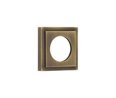 Frelan Hardware - Burlington Outer Roses - Square Stepped; #finish_antique-brass