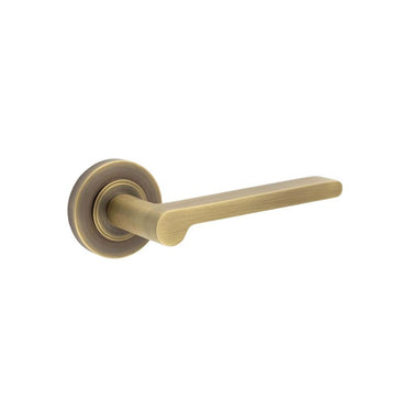 Frelan Hardware - Burlington Fitzrovia Door Handles on Rose - Pair - Plain Rose; #finish_antique-brass