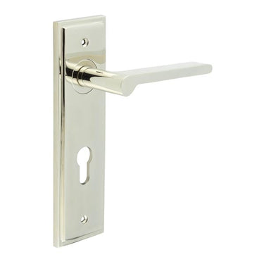 Frelan Hardware - Burlington Fitzrovia Door Handles - DIN Standard - Pair - Euro Lock; #finish_polished-nickel