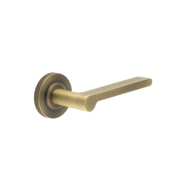 Frelan Hardware - Burlington Fitzrovia Door Handles on Rose - Pair - Knurled Rose; #finish_antique-brass