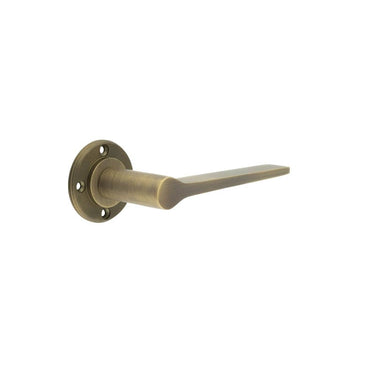 Frelan Hardware - Burlington Knightsbridge Bathroom Door Handles on Rose - Pair - No Rose; #finish_antique-brass