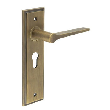 Frelan Hardware - Burlington Knightsbridge Door Handles - Pair - Euro Lock; #finish_antique-brass