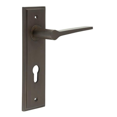 Frelan Hardware - Burlington Knightsbridge Door Handles - DIN Standard - Pair - Euro Lock; #finish_dark-bronze