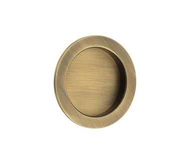 Frelan Hardware - Burlington Sliding Door Flush Pull - Circular - Single; #finish_antique-brass