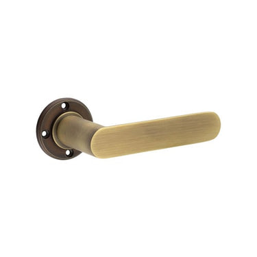 Frelan Hardware - Burlington Kensington Door Handles on Rose - Pair - No Rose; #finish_antique-brass