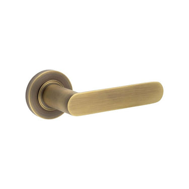 Frelan Hardware - Burlington Kensington Door Handles on Rose - Pair - Plain Rose; #finish_antique-brass