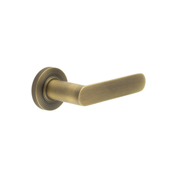 Frelan Hardware - Burlington Kensington Door Handles on Rose - Pair - Knurled Rose; #finish_antique-brass