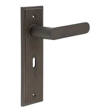 Frelan Hardware - Burlington Kensington Door Handles - Pair - Lock; #finish_dark-bronze