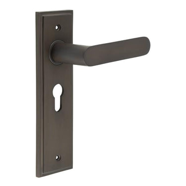 Frelan Hardware - Burlington Kensington Door Handles - Pair - Euro Lock; #finish_dark-bronze