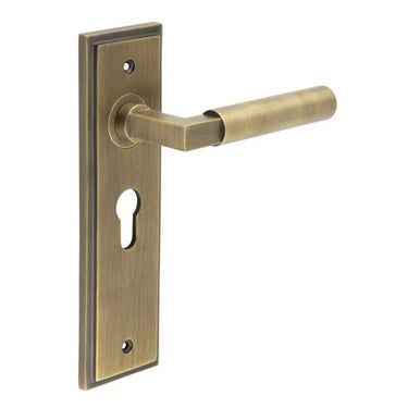 Frelan Hardware - Burlington Westminster Door Handles - Pair - Euro Lock; #finish_antique-brass