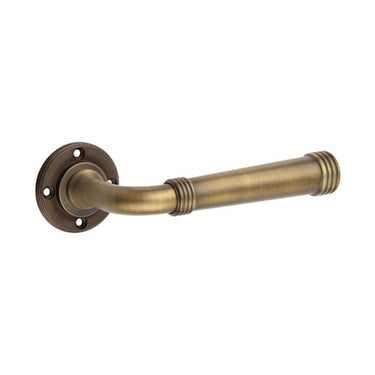 Frelan Hardware - Burlington Highgate Door Handles on Rose - Pair - No Rose; #finish_antique-brass