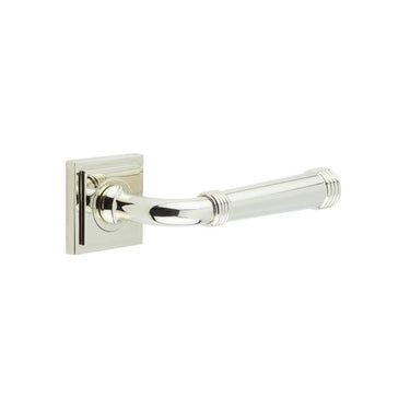 Frelan Hardware - Burlington Highgate Door Handles on Rose - Pair - Square Stepped; #finish_polished-nickel