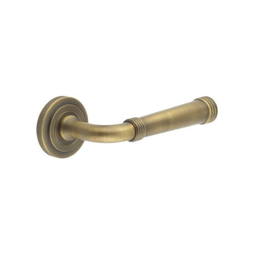 Frelan Hardware - Burlington Highgate Door Handles on Rose - Pair - Stepped Rose; #finish_antique-brass