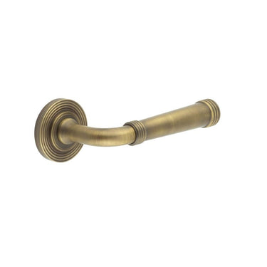 Frelan Hardware - Burlington Highgate Door Handles on Rose - Pair - Reeded Rose; #finish_antique-brass