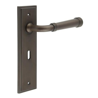 Frelan Hardware - Burlington Highgate Door Handles - Pair - Lock; #finish_dark-bronze