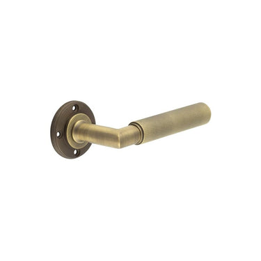 Frelan Hardware - Burlington Piccadilly Door Handles on Rose - Pair - No Rose; #finish_antique-brass