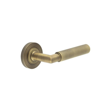 Frelan Hardware - Burlington Piccadilly Door Handles on Rose - Pair - Plain Rose; #finish_antique-brass