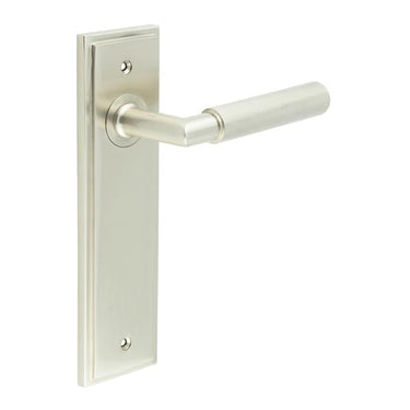 Frelan Hardware - Burlington Piccadilly Knurled Door Handles - Pair - Latch; #finish_satin-nickel