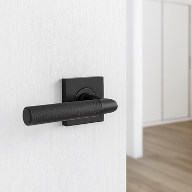 Frelan Hardware - Burlington Piccadilly Door Handles on Rose - Pair - Square Plain; #finish_black