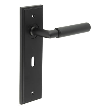 Frelan Hardware - Burlington Piccadilly Knurled Door Handles - Pair - Lock; #finish_black