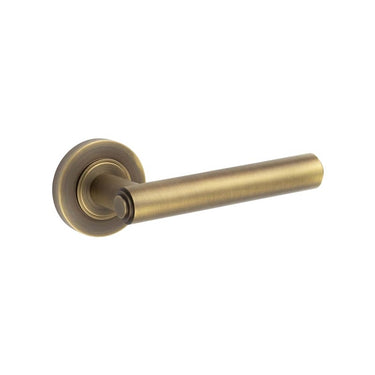 Frelan Hardware - Burlington Richmond Door Handles on Rose - Pair - Plain Rose; #finish_antique-brass