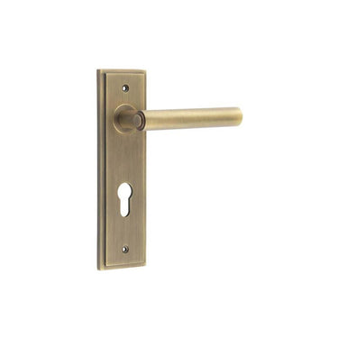 Frelan Hardware - Burlington Richmond Door Handles - DIN Standard - Pair - Euro Lock; #finish_antique-brass