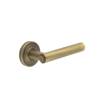 Frelan Hardware - Burlington Richmond Door Handles on Rose - Pair - Stepped Rose; #finish_antique-brass