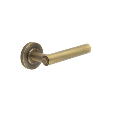 Frelan Hardware - Burlington Richmond Door Handles on Rose - Pair - Knurled Rose; #finish_antique-brass