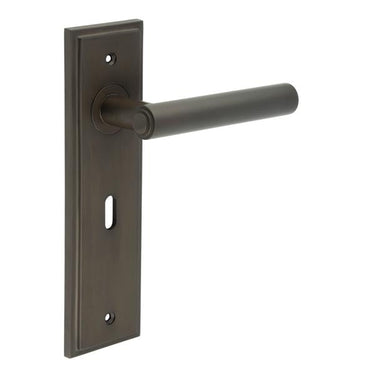 Frelan Hardware - Burlington Richmond Door Handles - Pair - Lock; #finish_dark-bronze