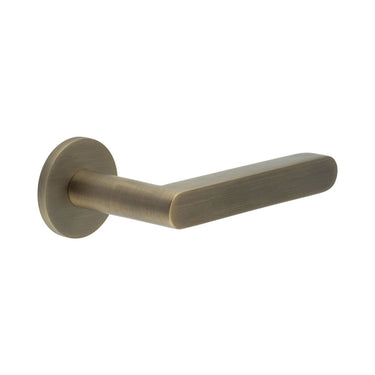 Frelan Hardware - CRES CR-101 Door Handles on Rose - Unsprung - Pair - Round Rose; #finish_antique-brass