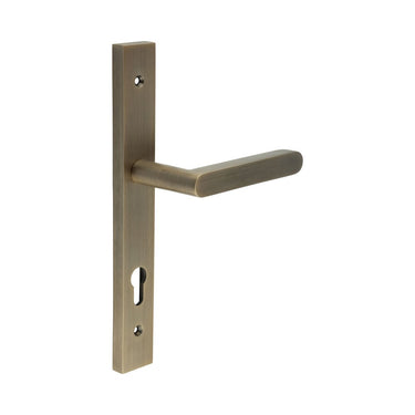 Frelan Hardware - CRES CR-101 Multipoint Door Handles - Pair - Backplate; #finish_antique-brass