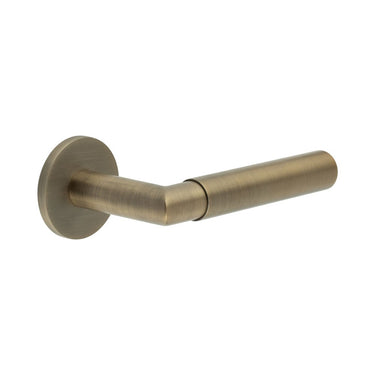 Frelan Hardware - CRES CR-102 Door Handles on Rose - Unsprung - Pair - Round Rose; #finish_antique-brass