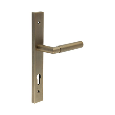 Frelan Hardware - CRES CR-102 Multipoint Door Handles - Pair - Backplate; #finish_antique-brass