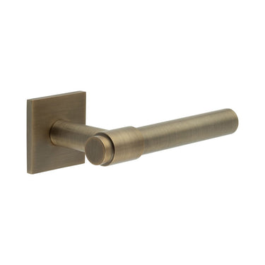 Frelan Hardware - CRES CR-103 Door Handles on Rose - Unsprung - Pair - Square Rose; #finish_antique-brass