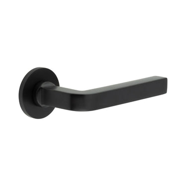 Frelan Hardware - CRES CR-104 Door Handles on Rose - Sprung - Pair - Round Rose; #finish_black