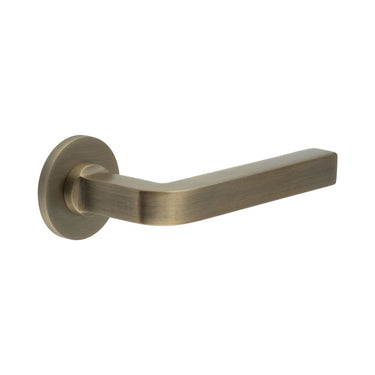 Frelan Hardware - CRES CR-104 Fixed Dead Door Handles - Pair - Round Rose; #finish_antique-brass