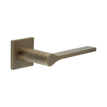 Frelan Hardware - CRES CR-105 Fixed Dead Door Handles - Pair - Square Rose; #finish_antique-brass