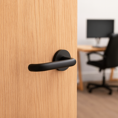 Frelan Hardware - CRES CR-106 Door Handles on Rose - Unsprung - Pair - Round Rose; #finish_black