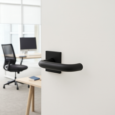 Frelan Hardware - CRES CR-106 Door Handles on Rose - Sprung - Pair - Square Rose; #finish_black