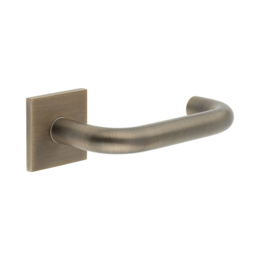 Frelan Hardware - CRES CR-106 Door Handles on Rose - Unsprung - Pair - Square Rose; #finish_antique-brass