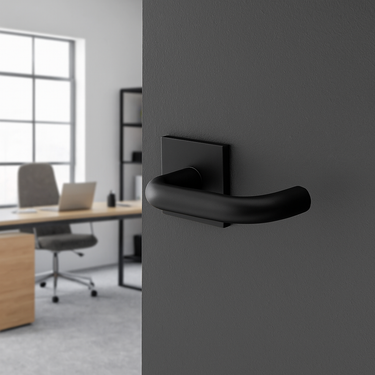 Frelan Hardware - CRES CR-106 Door Handles on Rose - Unsprung - Pair - Square Rose; #finish_black