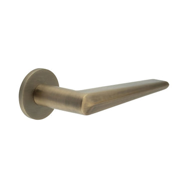 Frelan Hardware - CRES CR-107 Fixed Dead Door Handles - Pair - Round Rose; #finish_antique-brass