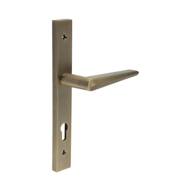 Frelan Hardware - CRES CR-107 Multipoint Door Handles - Pair - Backplate; #finish_antique-brass