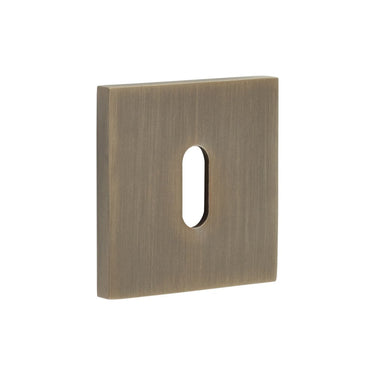 Frelan Hardware - CRES Escutcheon - Square Rose - Standard Key; #finish_antique-brass