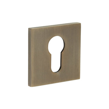 Frelan Hardware - CRES Escutcheon - Square Rose - Euro Profile; #finish_antique-brass