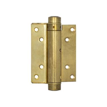 Frelan Hardware - Single Action Steel Spring Hinges - 100mm; #finish_polished-brass