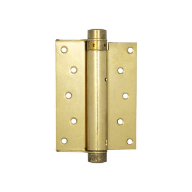 Frelan Hardware - Single Action Steel Spring Hinges - 125mm; #finish_polished-brass