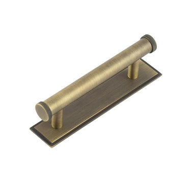 Frelan Hardware - Hoxton Wenlock Cabinet Handles - Stepped Plate - Bar - 96mm; #finish_antique-brass